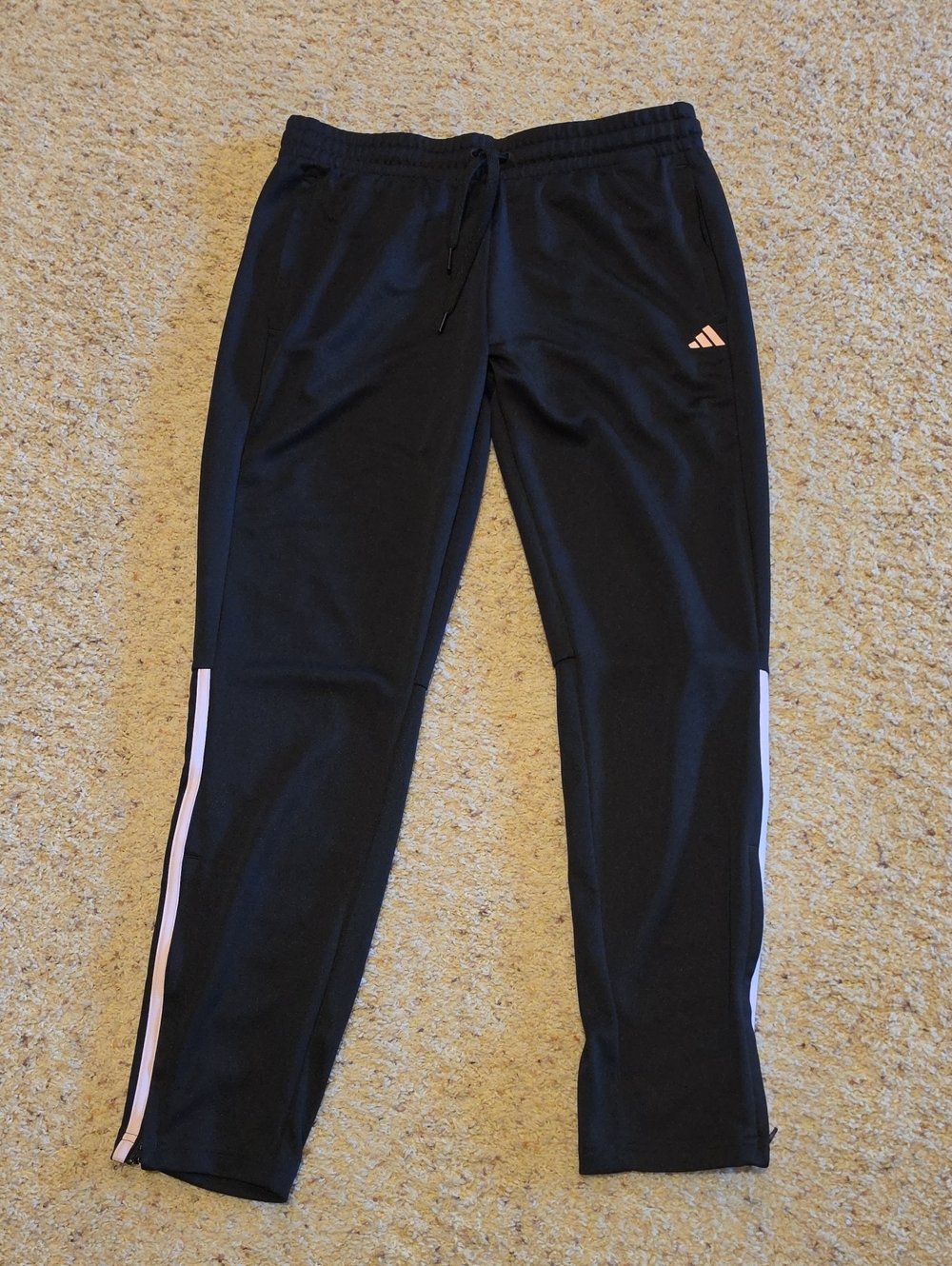 adidas Black Joggers with Pale Pink Side Stripes